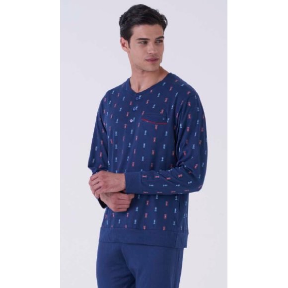 KAREL PIU' PIGIAMA LUNGO UOMO IN COTONE ART.SK0249PLU - COLORI ASSORTITI 