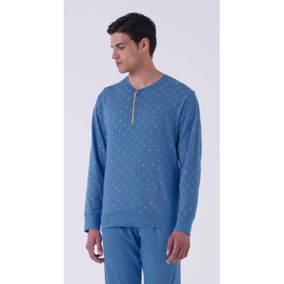 KAREL PIU' PIGIAMA LUNGO UOMO IN COTONE ART.SK0261 - COLORI ASSORTITI 