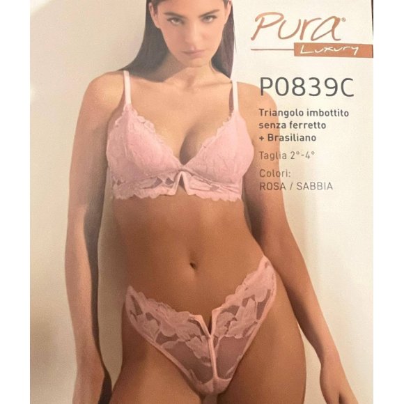 PURA COORDINATO DONNA TRIANGOLO+BRASILIANA ART.P0839C - COLORI ASSORTITI 