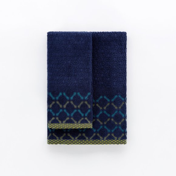 RIVIERA SET ASCIUGAMANI 1+1 TILES - BLU NAVY