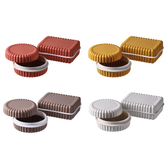 SET 2 CONTENITORI PLASTICA + COPERCHIO - COLORI ASSORTITI