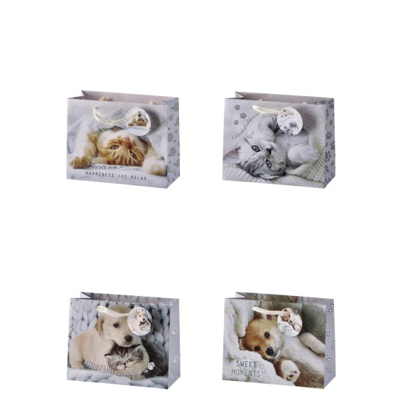 BORSA IN CARTA DECORO CUCCIOLI - DECORI ASSORTITI