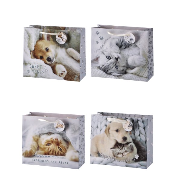 BORSA IN CARTA DECORO CUCCIOLI - DECORI ASSORTITI