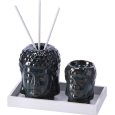 KIT DECORAZIONE VASSOIO CON DIFFUSORE E PORTA CANDELA - COLORI ASSORTITI