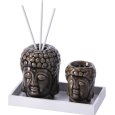 KIT DECORAZIONE VASSOIO CON DIFFUSORE E PORTA CANDELA - COLORI ASSORTITI