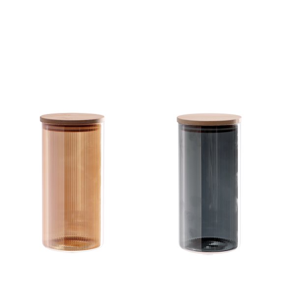 ​​​​​​​BARATTOLO IN VETRO BOROSILICATO E COPERCHIO IN BAMBOO - COLORI ASSORTITI