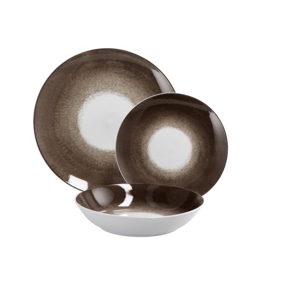 SERVIZIO 18 PIATTI IN CERAMICA - MARRONE
