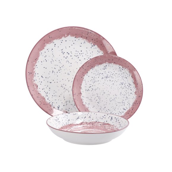 SERVIZIO 18 PIATTI IN CERAMICA - ROSA