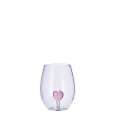 BICCHIERE VETRO + CUORE 3D - COLORI ASSORTITI