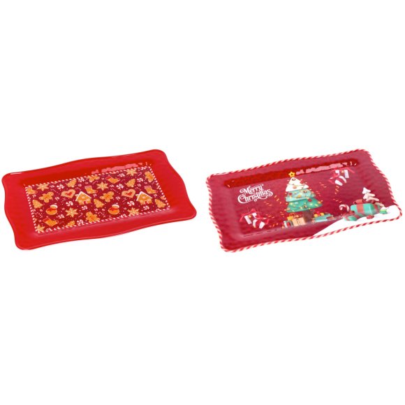 NATALE- VASSOIO RETTANGOLARE IN MELAMINA 48X28XH2 - FANTASIE ASSORTITE 