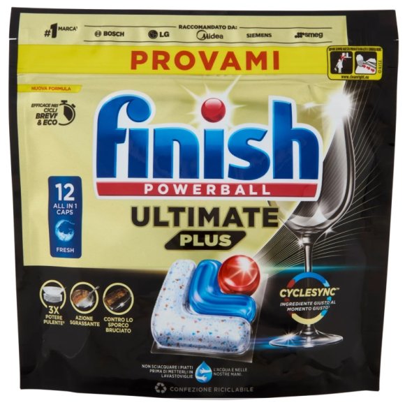 FINISH ULTIMATE PLUS FRESH PASTIGLIE LAVASTOVIGLIE 12 CAPS - 146,4 GR