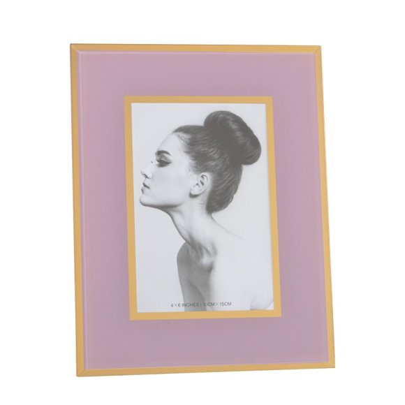 CORNICE PORTAFOTO IN VETRO 10x15 - ROSA E ORO