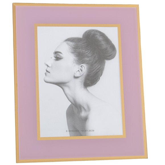 CORNICE PORTAFOTO IN VETRO 15x20 - ROSA E ORO