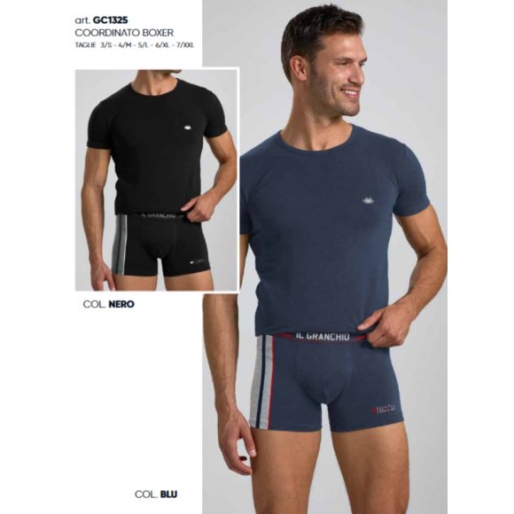 GRANCHIO COORDINATO UOMO MAGLIETTA + BOXER ART.GC1325 - COLORI ASSORTITI GRANCHIO COORDINATO UOMO MAGLIETTA + BOXER ART.GC1325 - COLORI ASSORTITI
