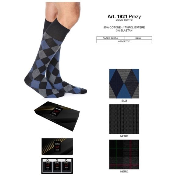 MERITEX CALZINO UOMO CORTO ART.1921 3 PEZZI - COLORI ASSORTITI 