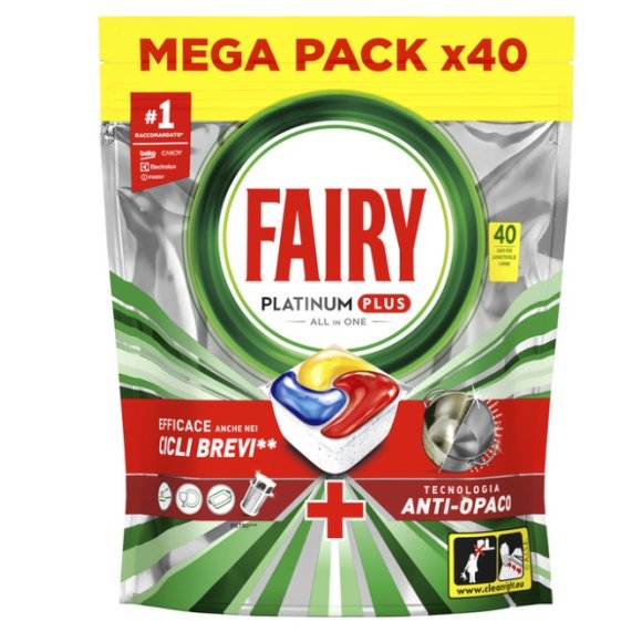 FAIRY PLATINUM PLUS ALL IN ONE CAPS LAVASTOVIGLIE AL LIMONE 40 PEZZI 