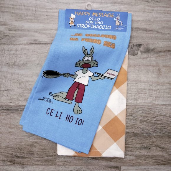 COPPIA STROFINACCI 50X70 Happy People - Frase "2 Kg"