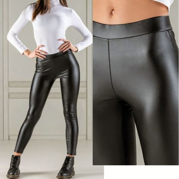 ELETTA - LEGGINGS ECOPELLE COD. EL202 - MILITARE
