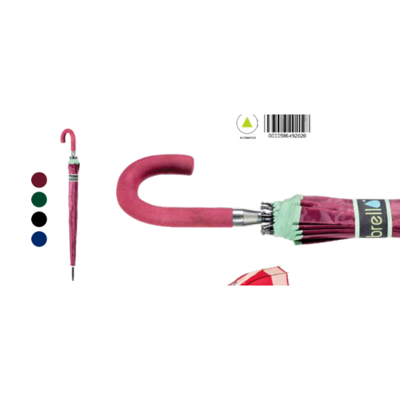 Ombrello Lungo Automatico - 16 Stecche - Manico Spugna 202