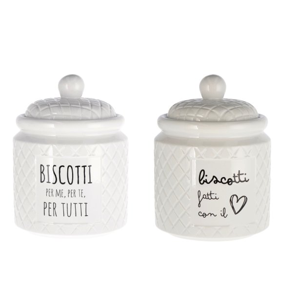 BARATTOLO CERAMICA PER BISCOTTI - SCRITTE ASSORTITE