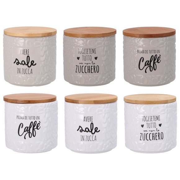 BARATTOLO CERAMICA + COPERCHIO IN LEGNO
