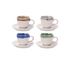 SERVIZIO CAFFE IN CERAMICA PER 2 PERSONE - COLORI ASSORTITI