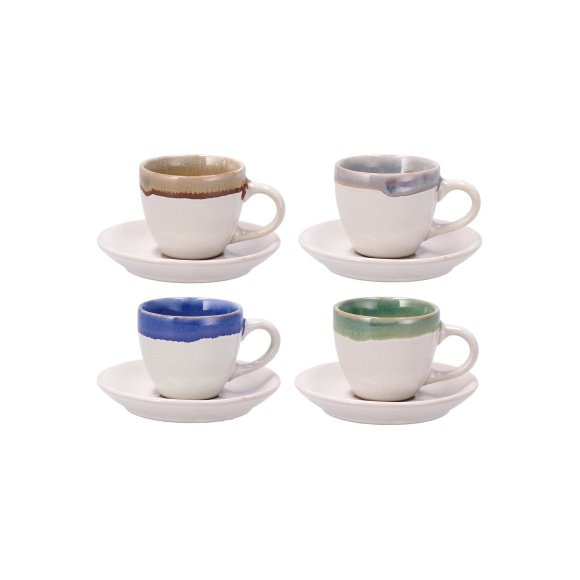 SERVIZIO CAFFE IN CERAMICA PER 2 PERSONE - COLORI ASSORTITI