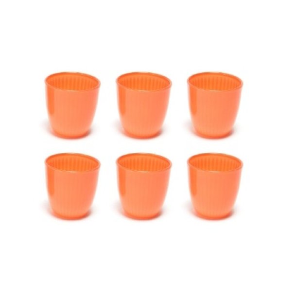 SET 6 BICCHIERI VETRO RIGATO - ARANCIONE