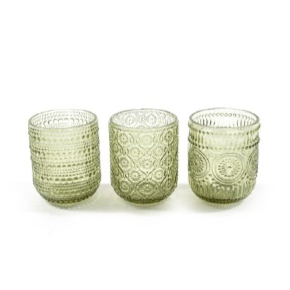 SET 6 BICCHIERI VETRO RIGATO - VERDE