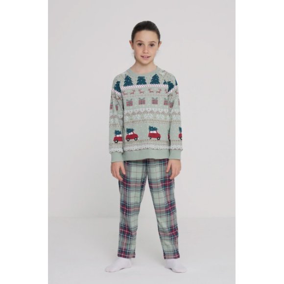 NOIDINOTTE - PIGIAMA BAMBINO/A COD.FE2437PS401 - VERDE