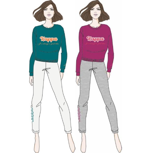 KAPPA - PIGIAMA INTERLOCK DONNA COD. KWW24701 - COLORI ASSORTITI