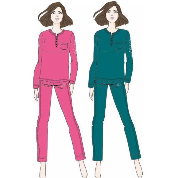 KAPPA - PIGIAMA DONNA COTONE GARZATO COD.KWW24729 - COLORI ASSORTITI