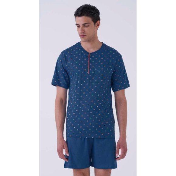 KAREL PIU' PIGIAMA CORTO UOMO IN  COTONE  ART.SK0262PCU -  COLORI ASSORTITI 