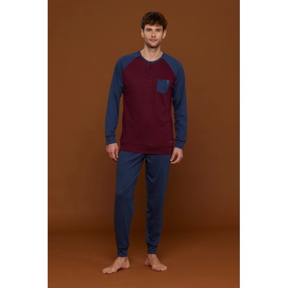 NOIDINOTTE - PIGIAMA UOMO CALDO COTONE COD.FC2787AB - BLU