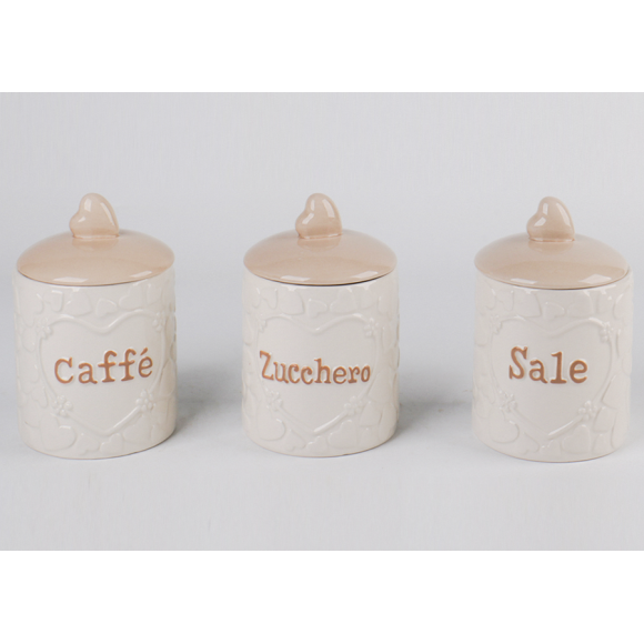 SET 3 BARATTOLI IN CERAMICA - TORTORA