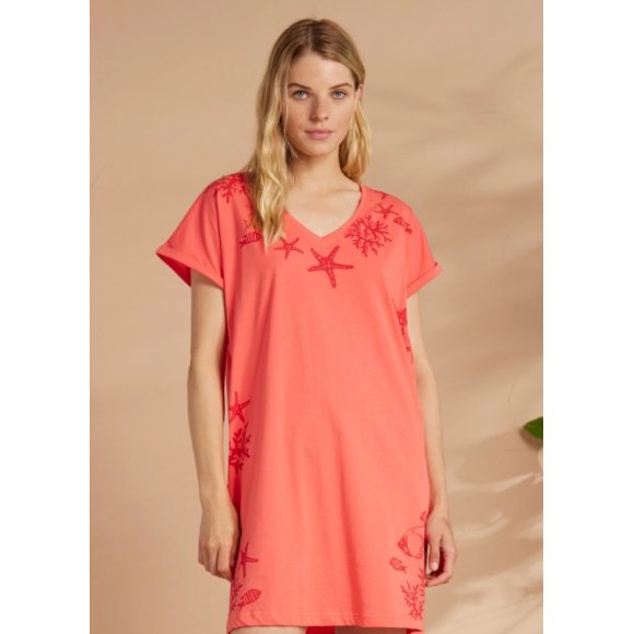 NOIDINOTTE - ABITO CORTO DONNA IN COTONE COD. LA3043AB - ROSSO
