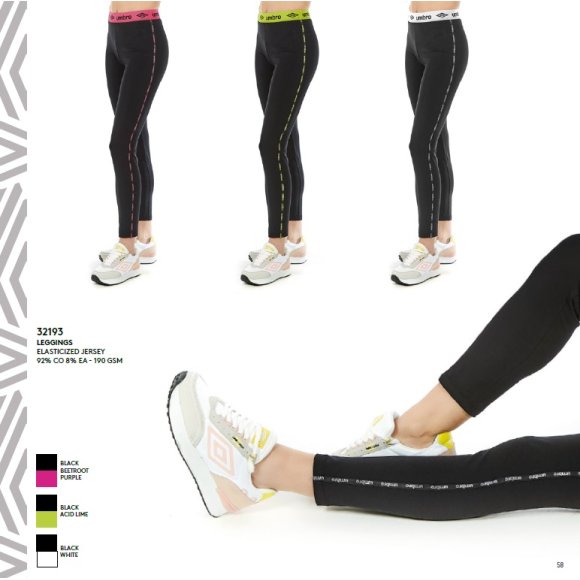 UMBRO - LEGGINGS DONNA ELASTICIZZATO COD.32193 - COLORI ASSORTITI 