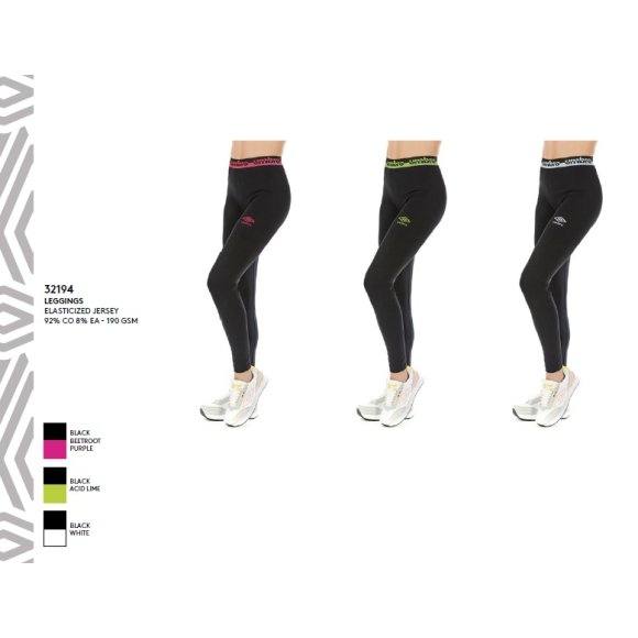 UMBRO - LEGGINGS DONNA ELASTICIZZATO COD.32194 - COLORI ASSORTITI
