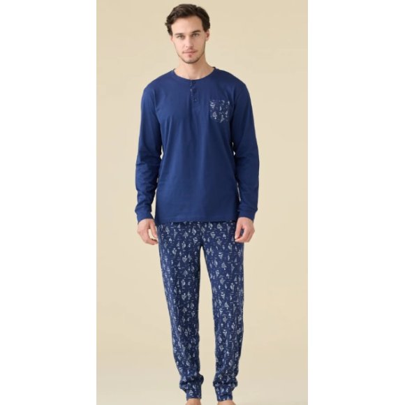 NOI DI NOTTE PIGIAMA UOMO MANICA LUNGA ART.FC003226 - BLU 