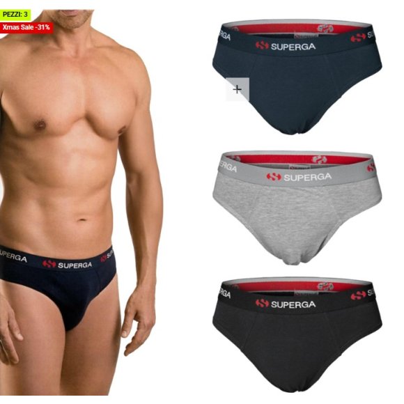 SUPERGA SLIP UOMO ART.SU326 3 PEZZI - COLORI ASSORTITI 