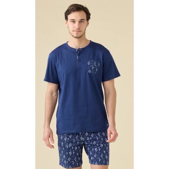 NOI DI NOTTE PIGIAMA UOMO MANICA CORTA ART. FC003269 - BLU  