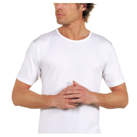 GIEMMETI - MEZZA MANICA UOMO GIROCOLLO COD. 33002 - BIANCO