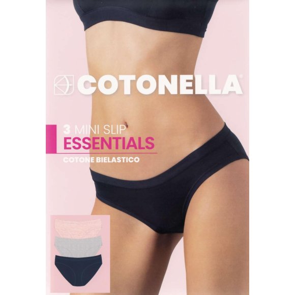 COTONELLA - SET 3 SLIP DONNA COD.3362 - COLORI ASSORTITI
