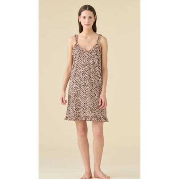 NOI DI NOTTE CAMICIA DA NOTTE DONNA ESTIVA BRETELLINA IN COTONE ANIMALIER LOVER ART.LA003517 
