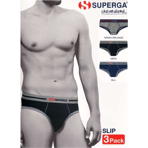 SUPERGA - SET 3 SLIP UOMO IN COTONE COD.SU352 - COLORI ASSORTITI