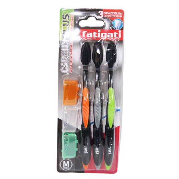 SPAZZOLINO DENTI CARBONE 3 PEZZI - MEDIO