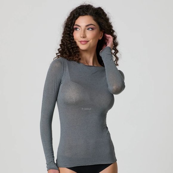JADEA- MAGLIA DONNA IN CASHMERE MANICA LUNGA COD.4064- GRIGIO 