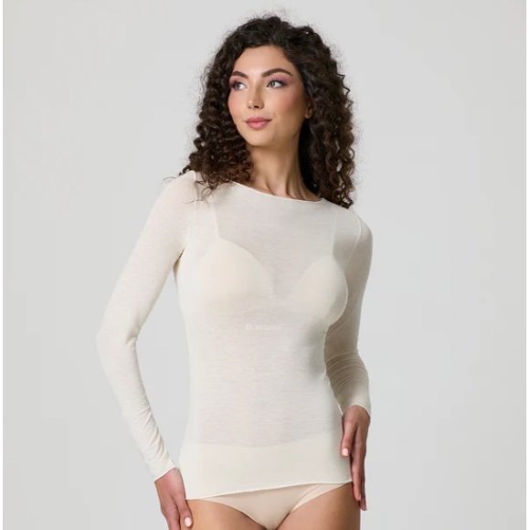 JADEA- MAGLIA DONNA IN CASHMERE MANICA LUNGA COD.4064- LATTE