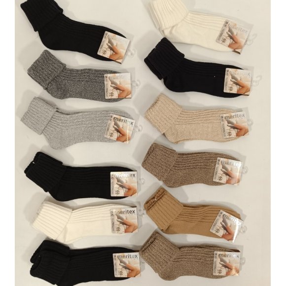 MERITEX CALZINO DONNA CON RISVOLTO ART.414 COLORI ASSORTITI 