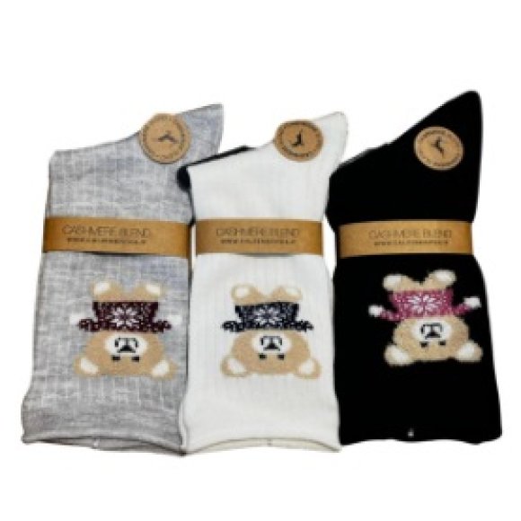 MERITEX CALZINO DONNA IN CASHMERE CON ORSETTO ART.458 COLORI ASSORTITI 